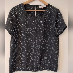Ann Taylor LOFT Black and White Polka Dot Blouse Size S